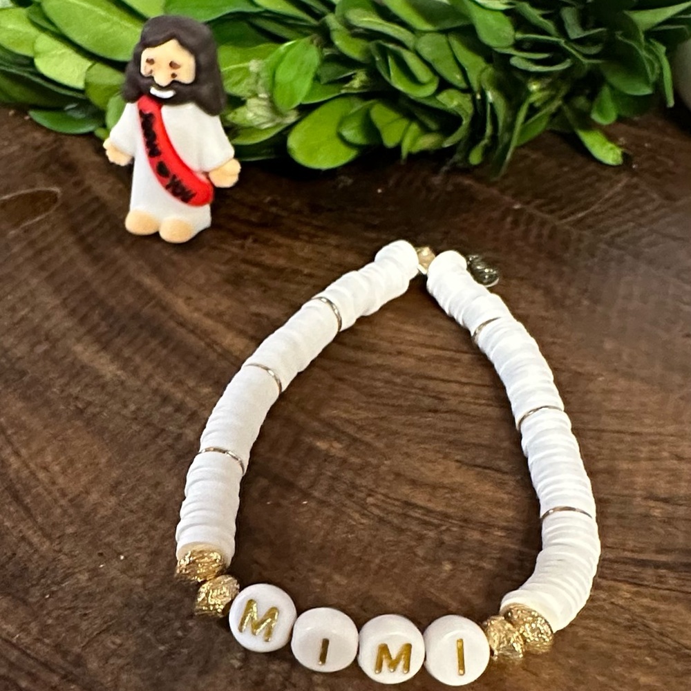White and Gold “MIMI” beaded Bracelet